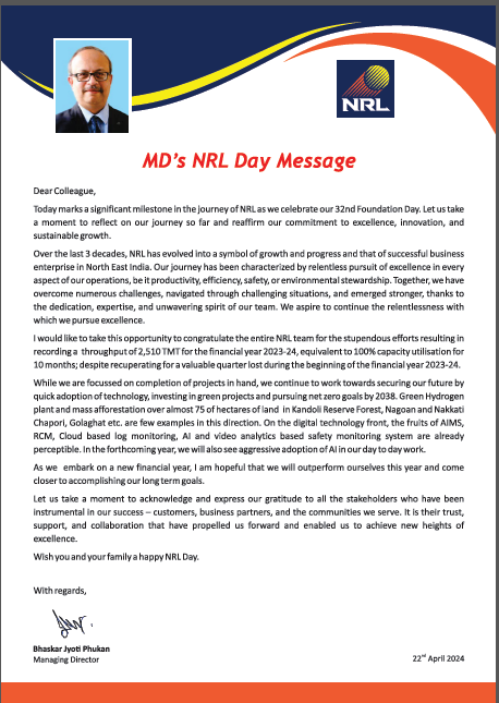 Thumbnail for MD’s Message on Foundation Day 2024